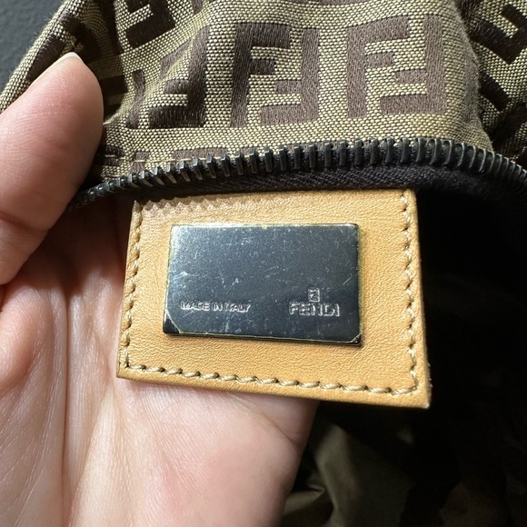 SOLD Auth FENDI Zucchino Tote Bag Beige Brown Canvas Leather 8bh026 - Picture 15 of 17